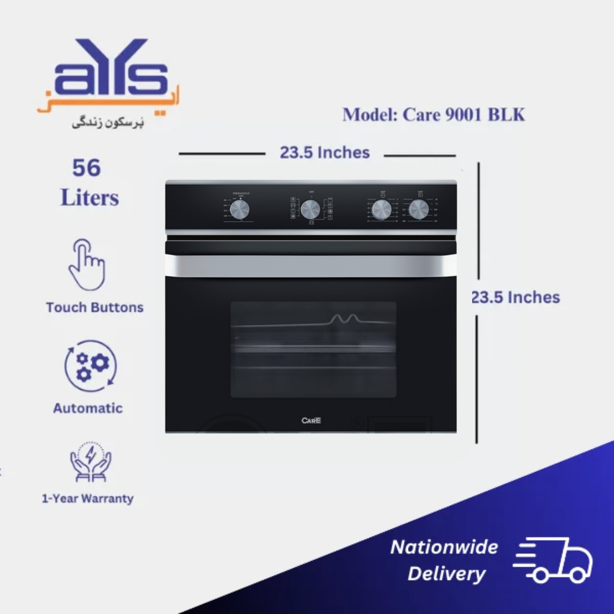 Care 9001 Built In Electric Automatic  Oven Black/Silver Stainless Steel Body and Touch Button Easy To Clean Price  in Pakistan