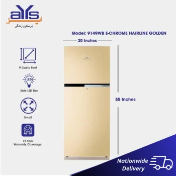 Dawlance 9149WB E Chrome 9 Cubic Feet Refrigerator Hairline Golden