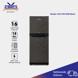 Orient LVO 470 16 Cubic Feet Double Door  Refrigerator Vine Black/Silver Hairline Color Price in Pakistan