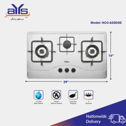 Haier HCC-632DGS Built in Hob with 3  Burners SS Brass Stainless Steel Color Price in Pakistan