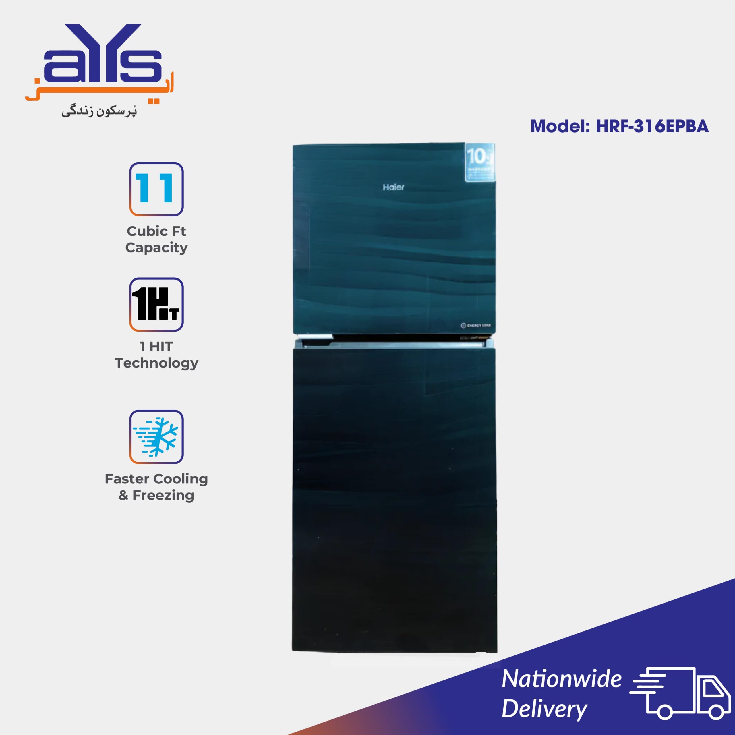Haier Double Door Refrigerator 11 Cubic Feet Capacity HRF316 EPBA/EPRA Black and Red Price in Pakistan