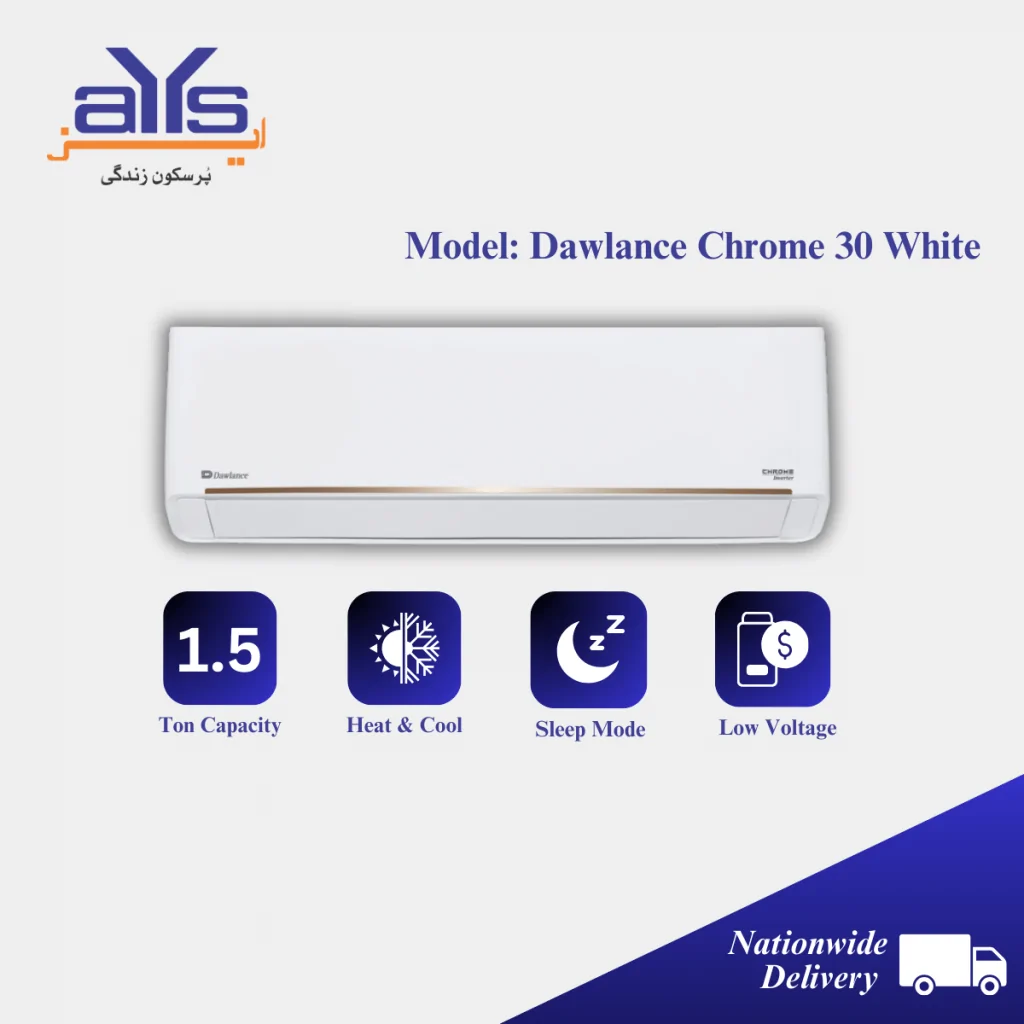 Dawlance 1.5 Ton Inverter Split Air Conditioner Heat and Cool Chrome 30 White