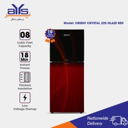 Orient 8 Cubic Feet Double Door  Refrigerator Crystal 225 Glaze Red Price in Pakistan