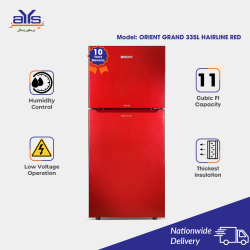 Orient 11 Cubic Feet Double Door  Refrigerator Grand 335L Hairline Red/Silver/Golden Price in Pakistan