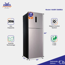 Haier 11 Cubic Feet Double Door Digital Inverter Refrigerator 336IBSA Smart Control System