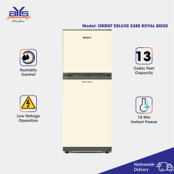 Orient 13 Cubic Feet Double Door Refrigerator Deluxe 5380 Royal Beige 18 Japanese Technology Compressor