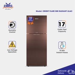 Orient 17 Cubic Feet Double Door Refrigerator Flare 500 Radiant Lilac Japanese Technology Compressor