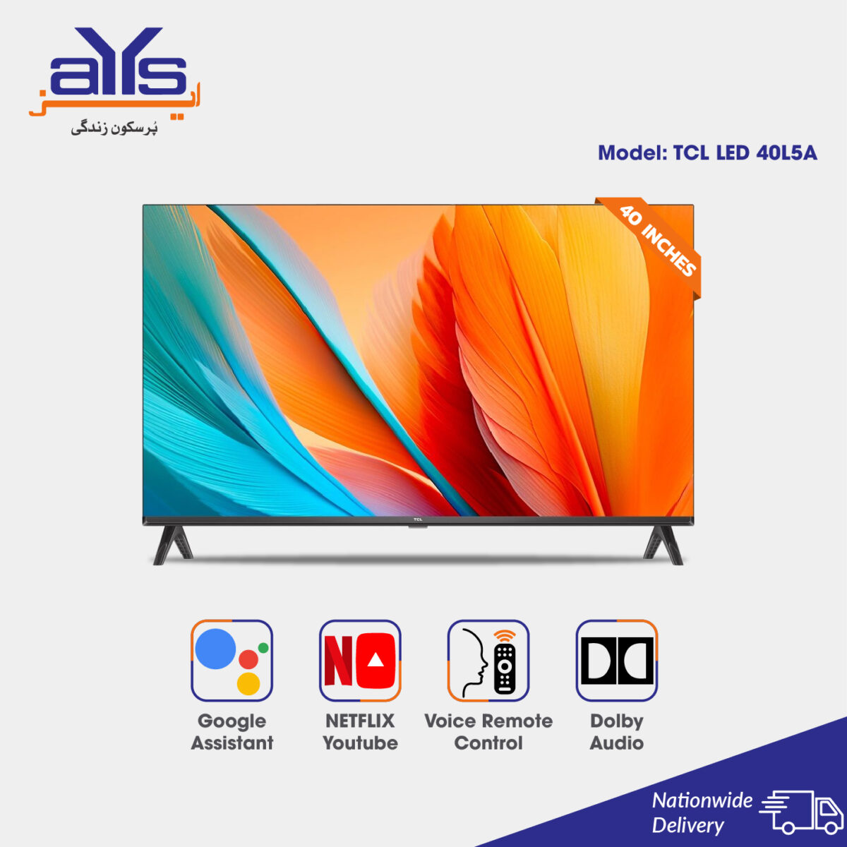TCL 40 Inch Smart Android FHD Google LED TV 40L5A Netflix YouTube