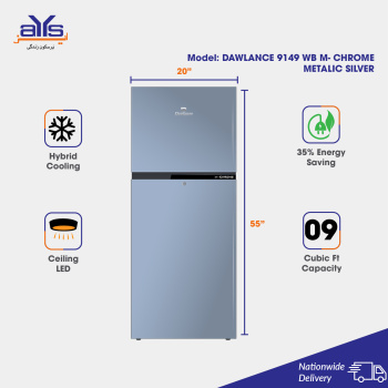 Dawlance 9149 WB M-Chrome Metalic Silver Double Door Refrigerator 9 Cubic Feet