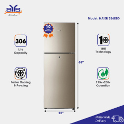Haier HRF-336 EBD Refrigerator Double Door 12 Cubic Feet 1Hit Technology