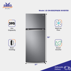 LG Refrigerator GN-B502PQGB Double Door Top Freezer Smart Inverter 395L No Frost
