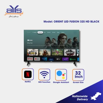 Orient 32 Inch Fusion 32S HD Smart LED TV Black Dolby Audio and Google Play