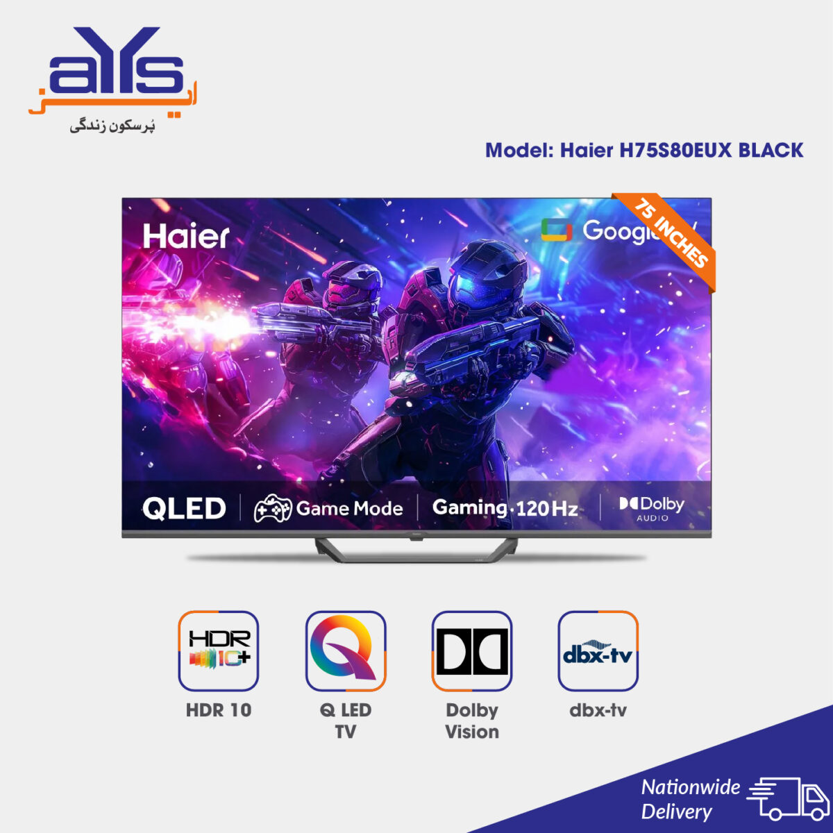 Haier 75 Inch Large QLED 4K Ultra HD LED TV H75S80EUX Smart Voice Contorl