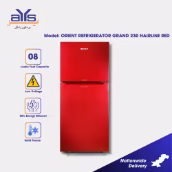Orient Grand 230 Double Door Refrigerator Hairline Red 8 Cubic Feet Humidity Control