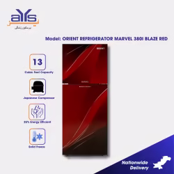 Orient Marvel 380I Inverter Refrigerator Double Door 13 Cubic Feet Humidity Control Blaze Red