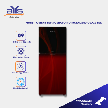 Orient Refrigerator CRYSTAL 260 GLAZE RED