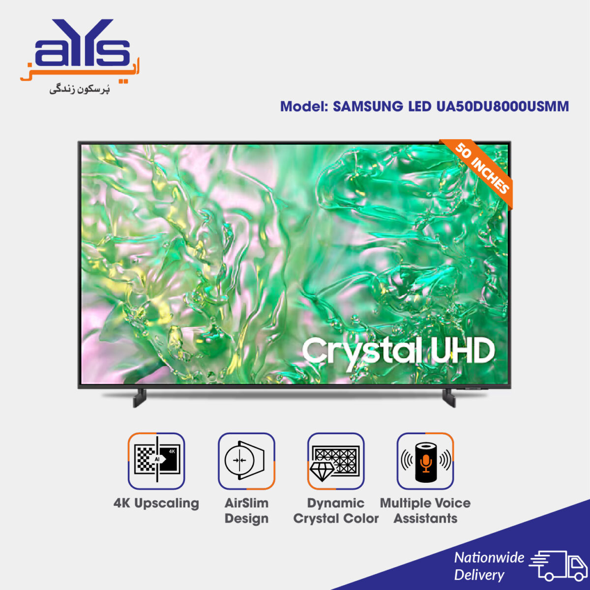 Samsung 50 Inch UA50DU8000USMM Crysatl 4K Ultra HD Smart LED TV Wifi