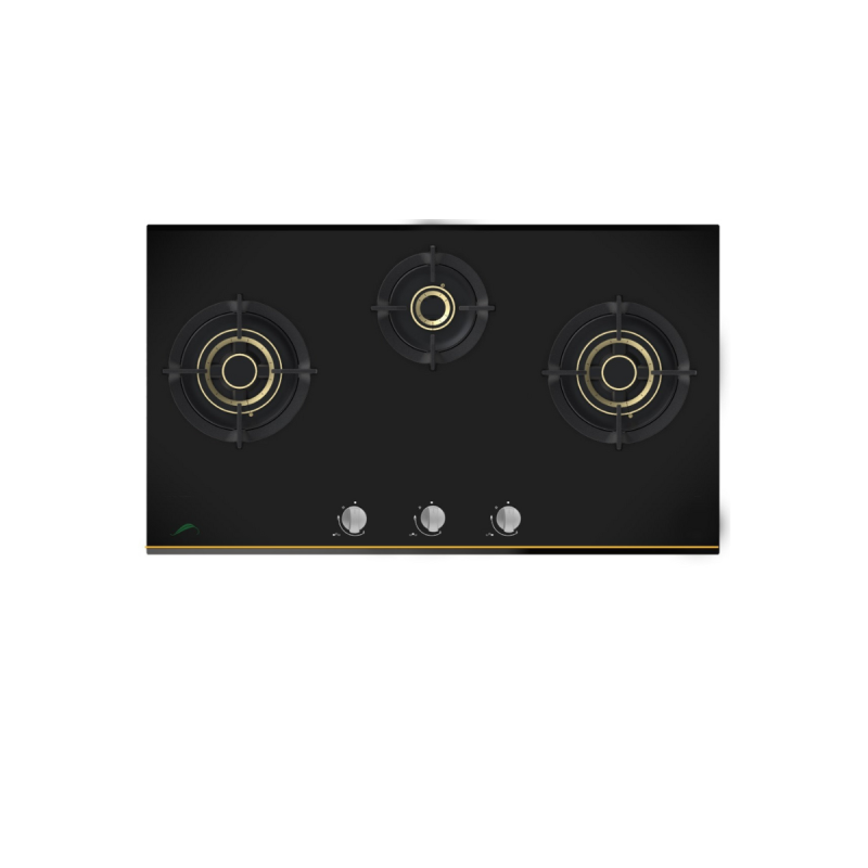 Signature 76cm Glass HOB with Brass Burners and Auto Safety Valve 3768BG