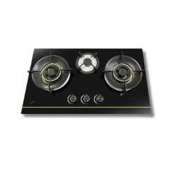 Signature Hob 3782BG 76 cm Glass Cooktop 3 Gas Burners Auto Safety Valve Auto Ignition