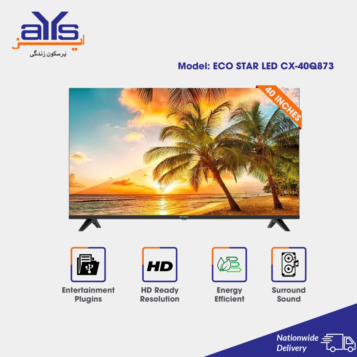 Eco Star 40 Inch 4K Smart Qled LED TV CX-40Q873 Google Assistant Voice Control