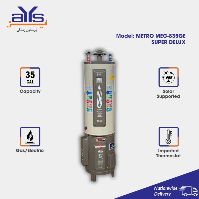 Metro Electric and Gas Geyser Super Delux MEG-835GE (35 Gallon)