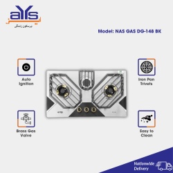 NasGas kitchen Gas Hob DG148 BK 2 (2 EPS Burners And 1 sabaf Burner)