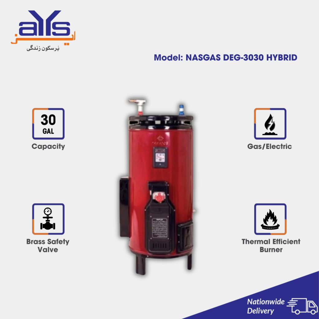 NasGas Electric and Gas Geyser DEG-3030 (30 Gallon)