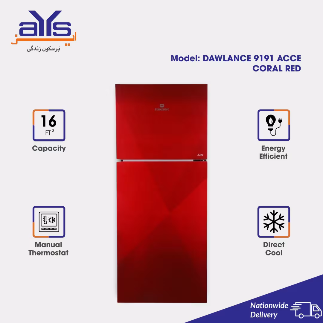 Dawlance Refrigerator 9191 Acce Coral Red (16 Cubic Feet)