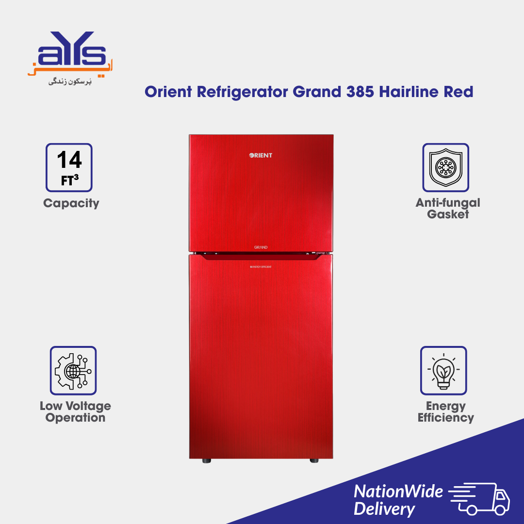 ORIENT REFRIGERATOR GRAND 385 HAIR LINE RED