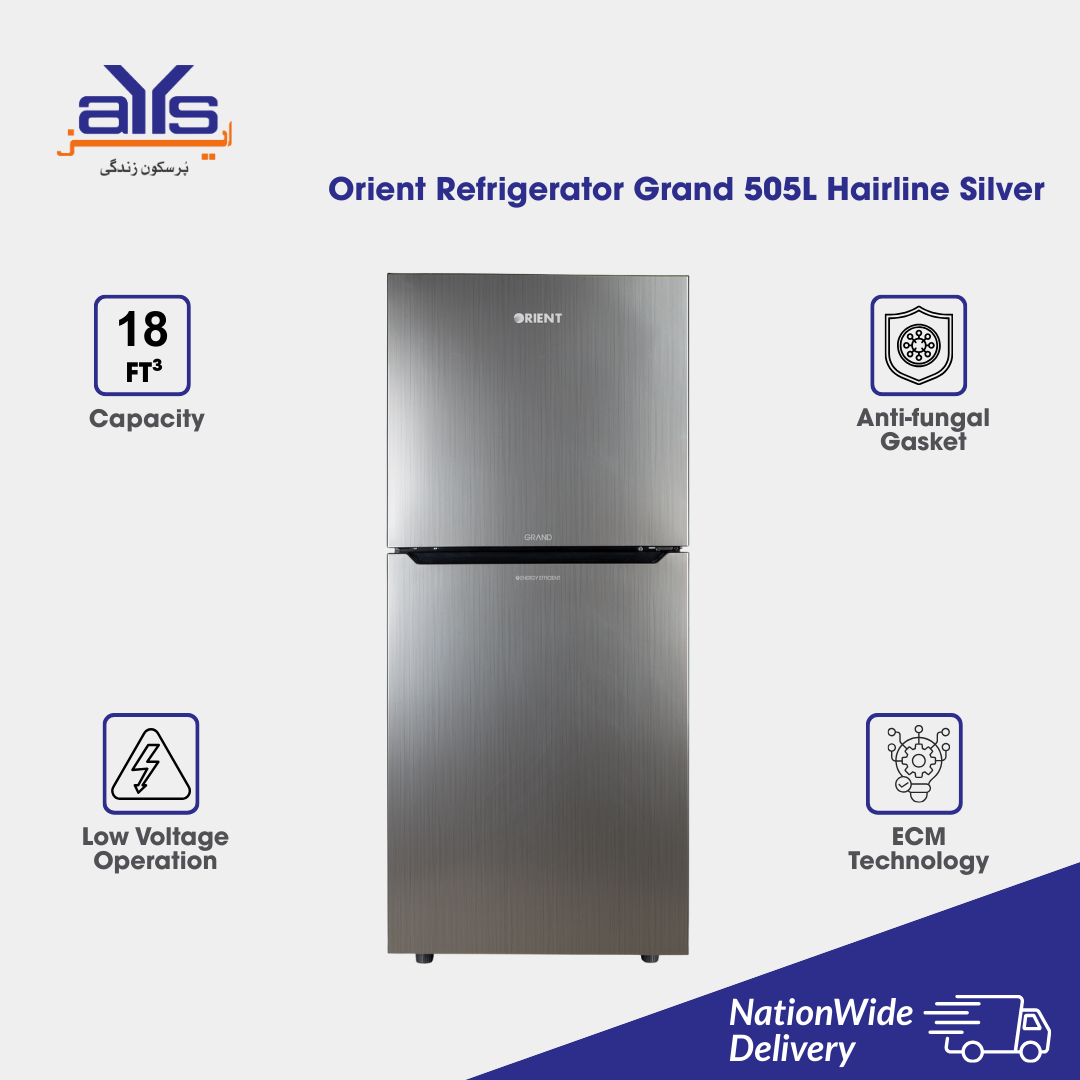 ORIENT REFRIGERATOR GRAND 505L HAIRLINE SILVER