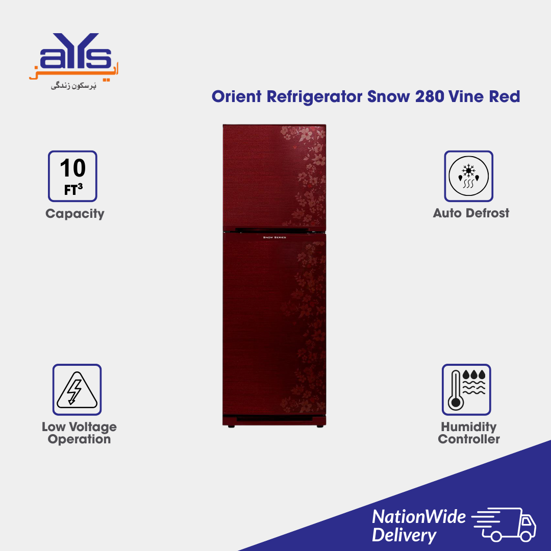 ORIENT REFRIGERATOR SNOW 280L VINE RED