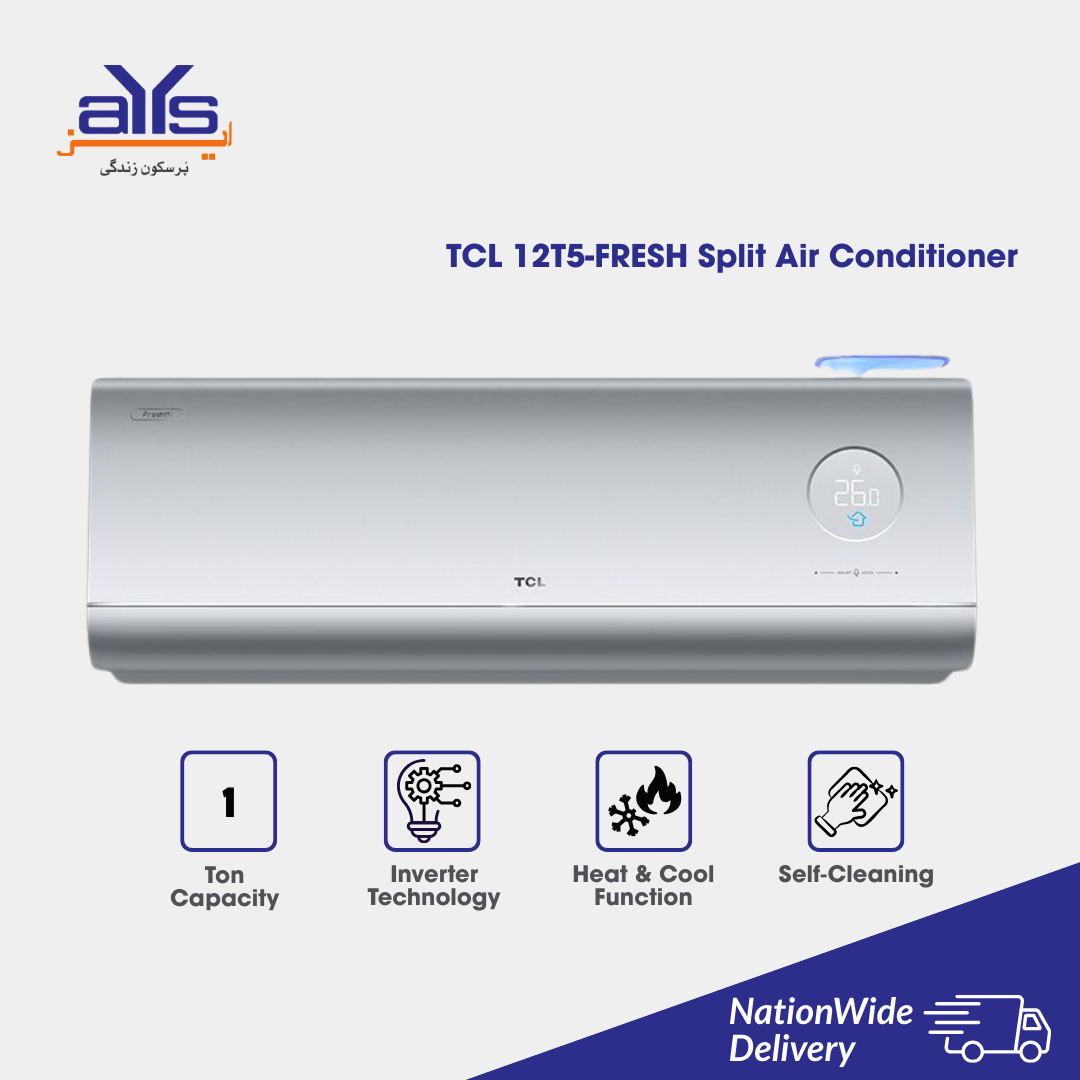 TCL 12T5-FRESH 1 Ton Inverter Split Air Conditioner - Heat and Cool - T3 Compressor