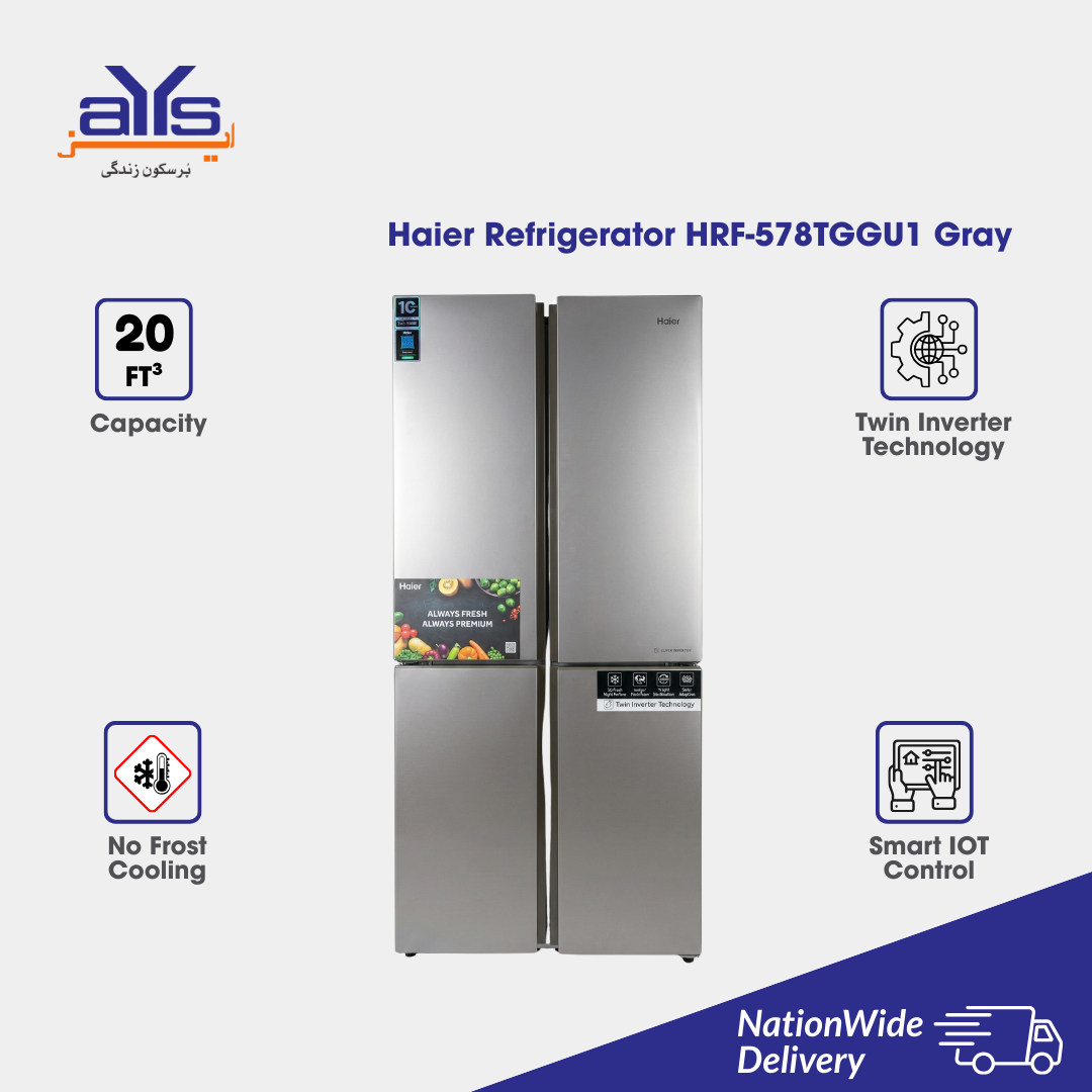 Haier HRF-578TGGU1 Refrigerator Gray