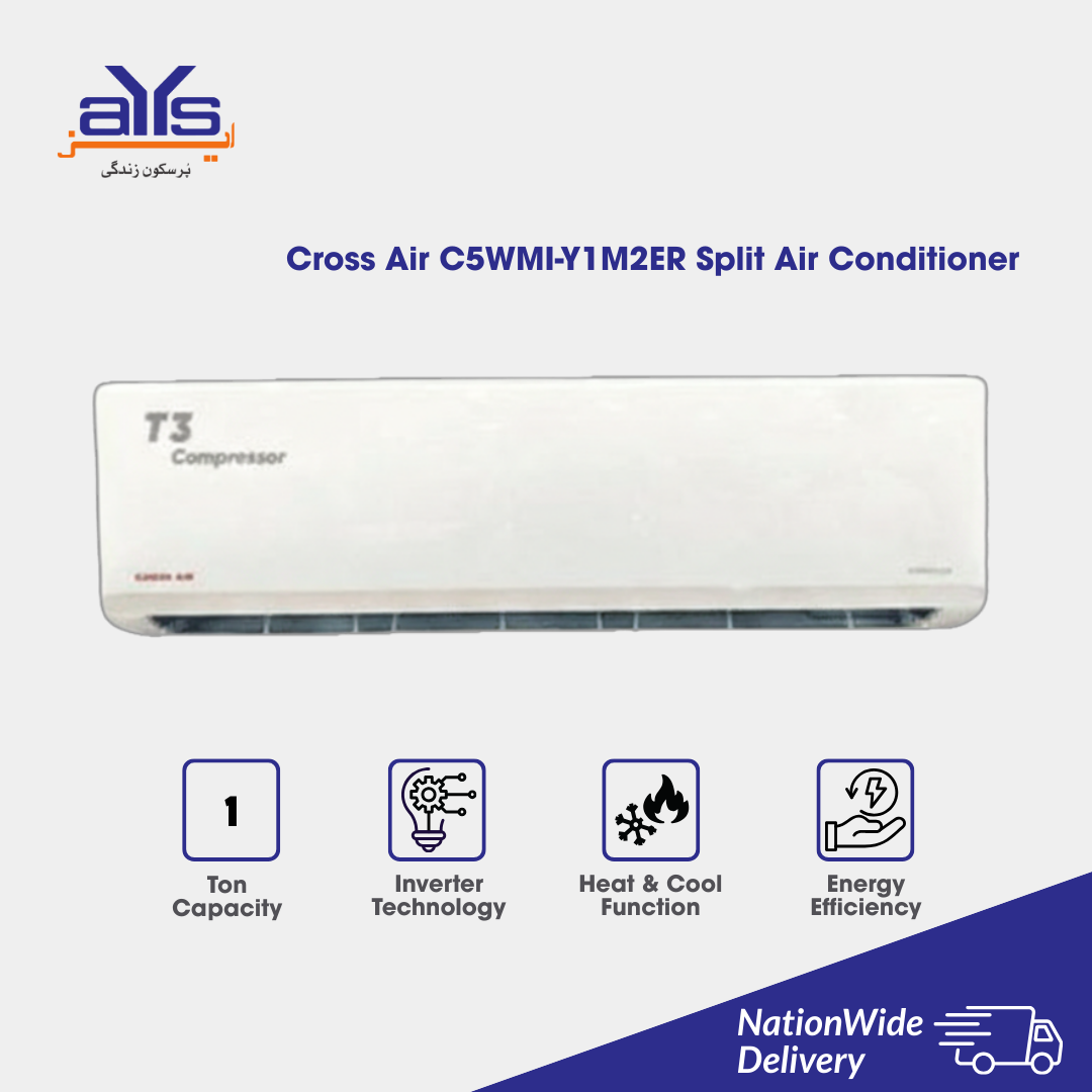 Cross Air C5WMI-Y1M2ER 1 Ton Split Air Conditioner - Heat and Cool