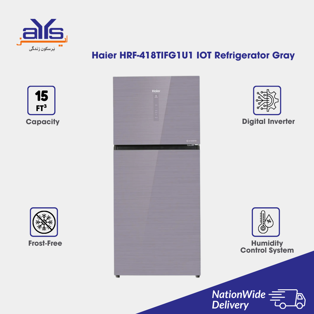 Haier HRF-418TIFG1U1 IOT Refrigerator - Gray