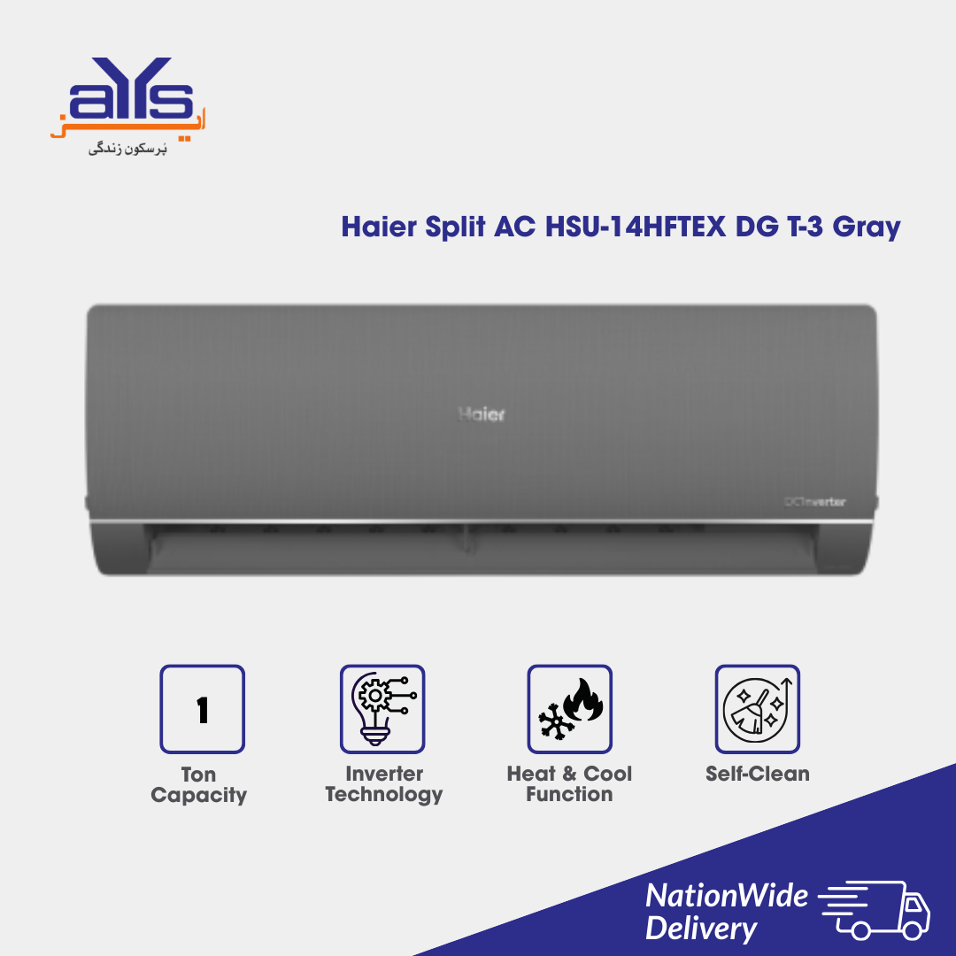HAIER SPLIT AC HSU-14HFTEX DG T-3 GRAY