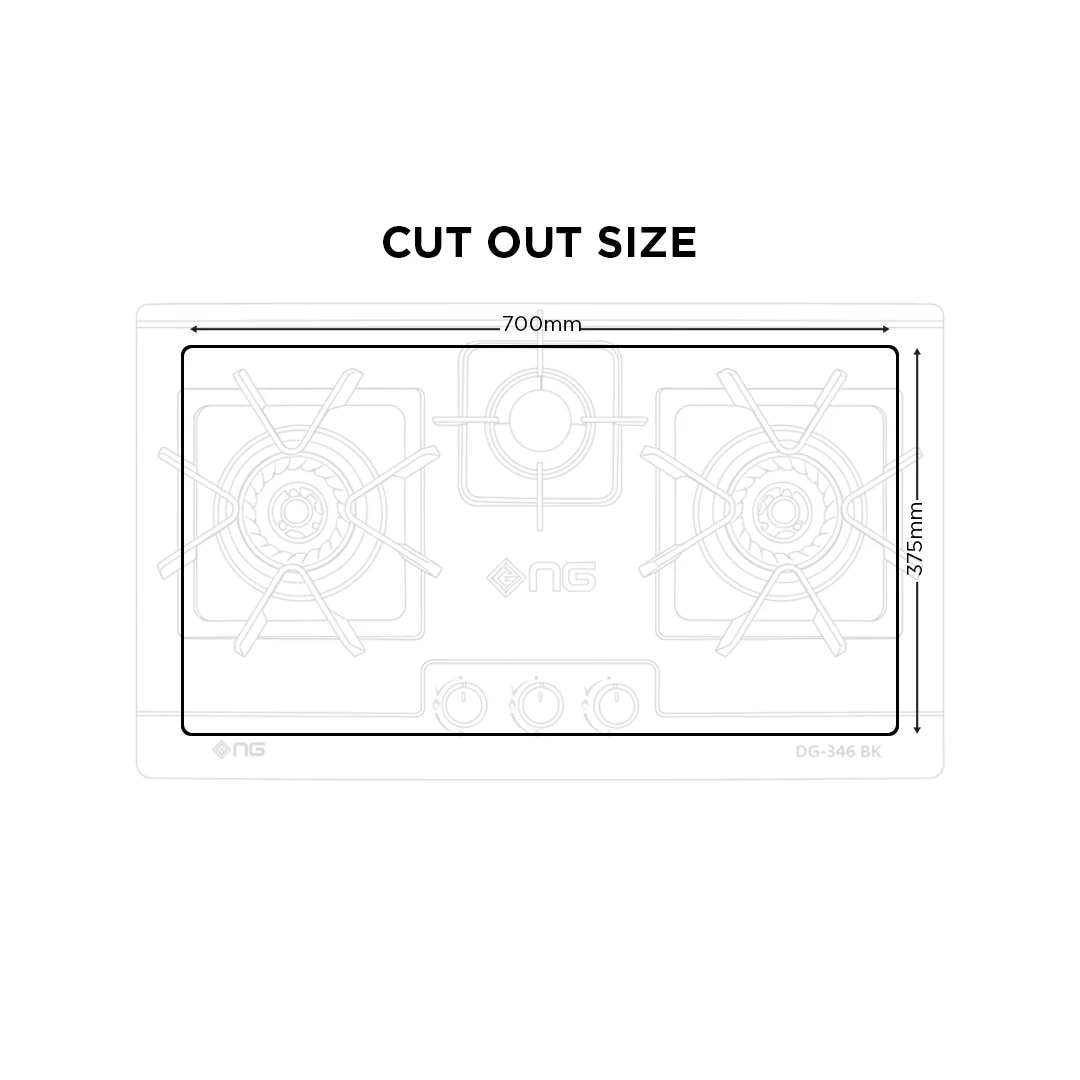 NasGas DG-346BK Kitchen Hob - 3 Burner - Non-Magnetic Steel Top - Image 4