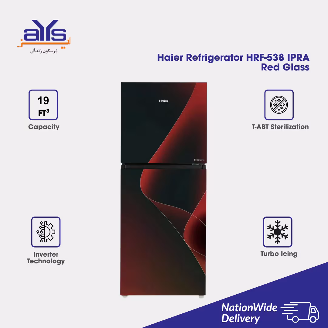 Haier Refrigerator HRF-538 IPRA Red Glass