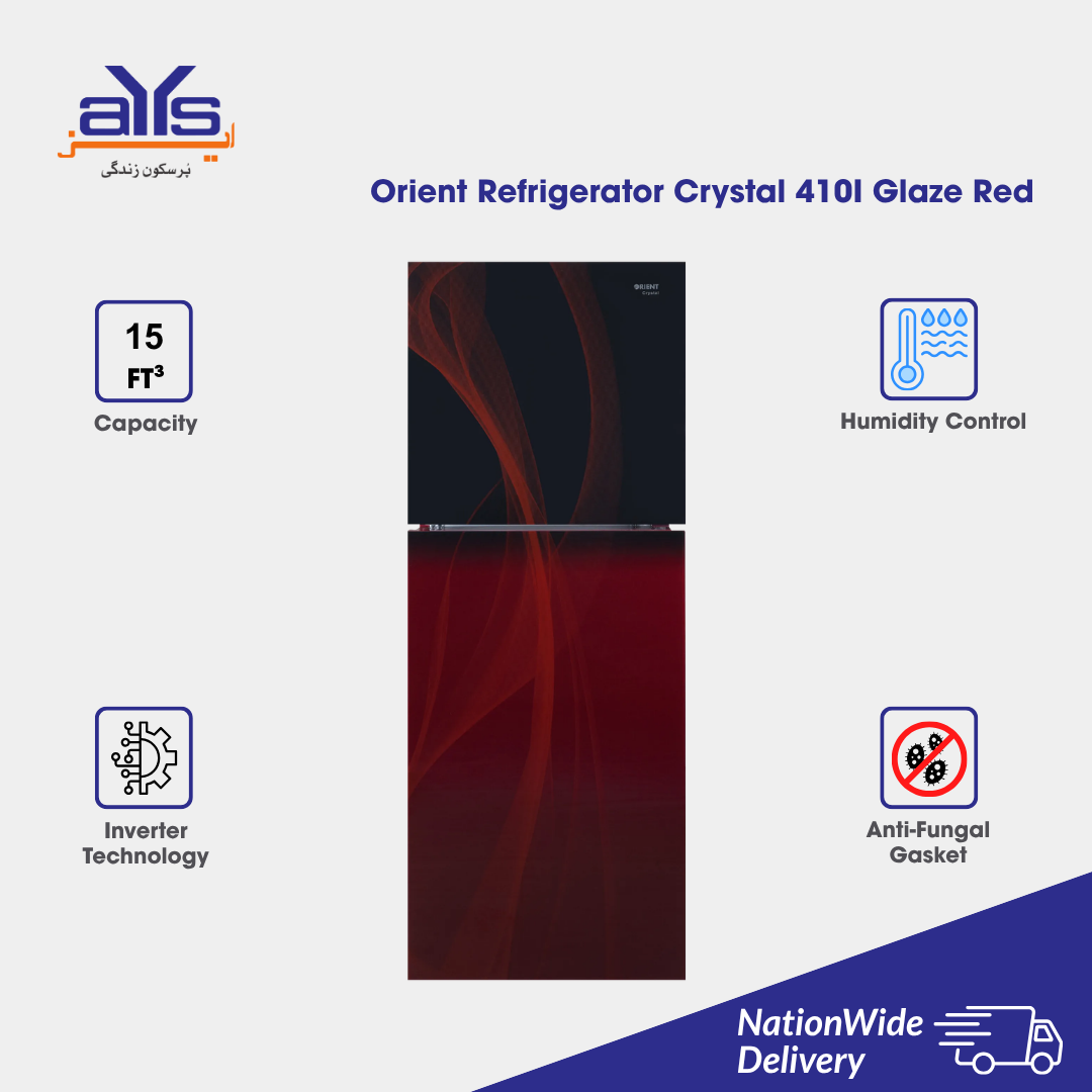 Orient Refrigerator Crystal 410I Glaze Red