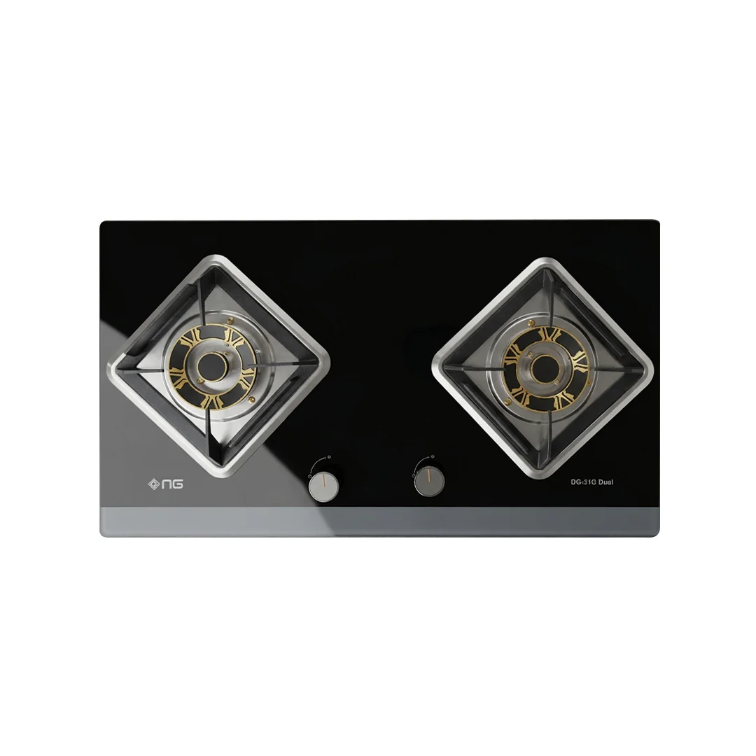NasGas DG-31G Dual Fuel Glass Hob, 2 x 5.5 kW Burners, LPG and NG, Pulse Ignition - Image 2