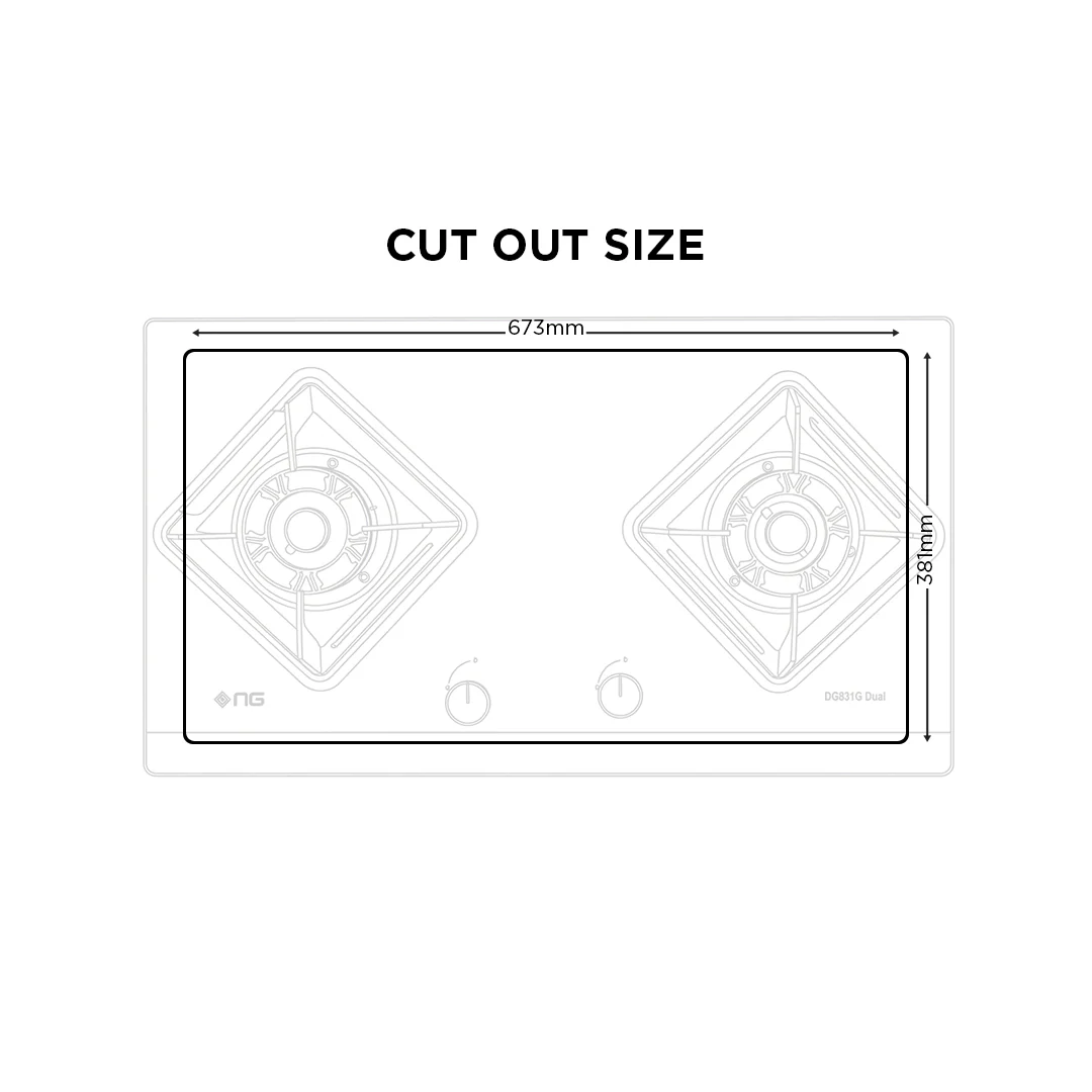 NasGas DG-31G Dual Fuel Glass Hob, 2 x 5.5 kW Burners, LPG and NG, Pulse Ignition - Image 5