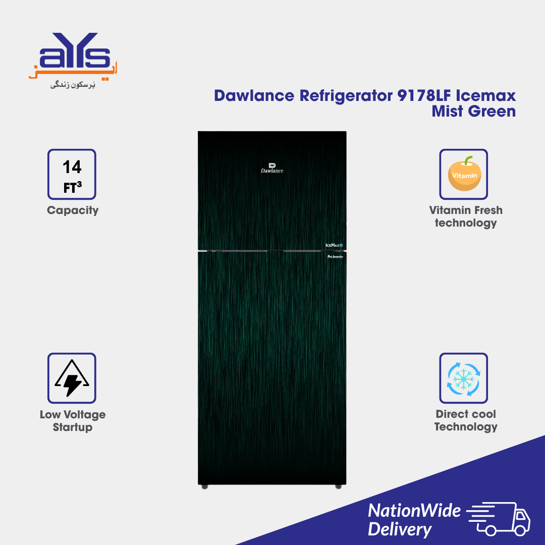 Dawlance Refrigerator 9178LF Icemax Mist Green