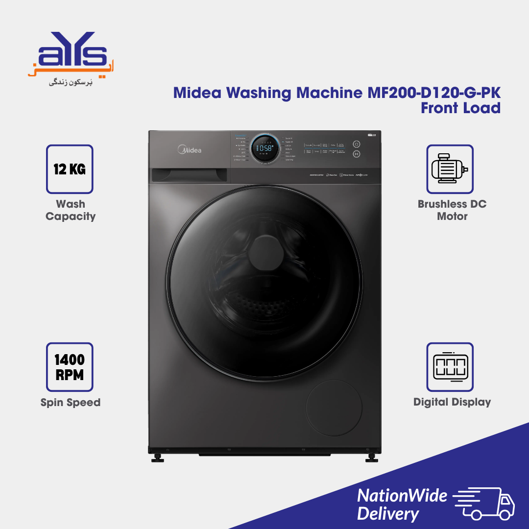 Midea Washing Machine MF200-D120-G-PK Front Load