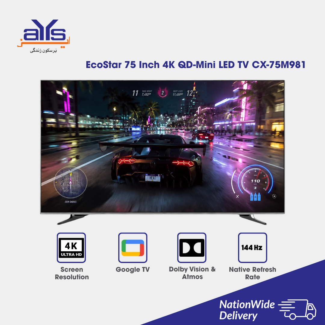 EcoStar 75 Inch 4K QD-Mini LED TV CX-75M981