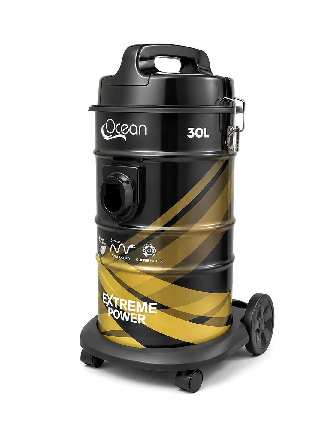 Ocean VC30D Drum Vacuum Cleaner, 30 Liter Dust Capacity, 1400W, Green or Yellow - Image 4