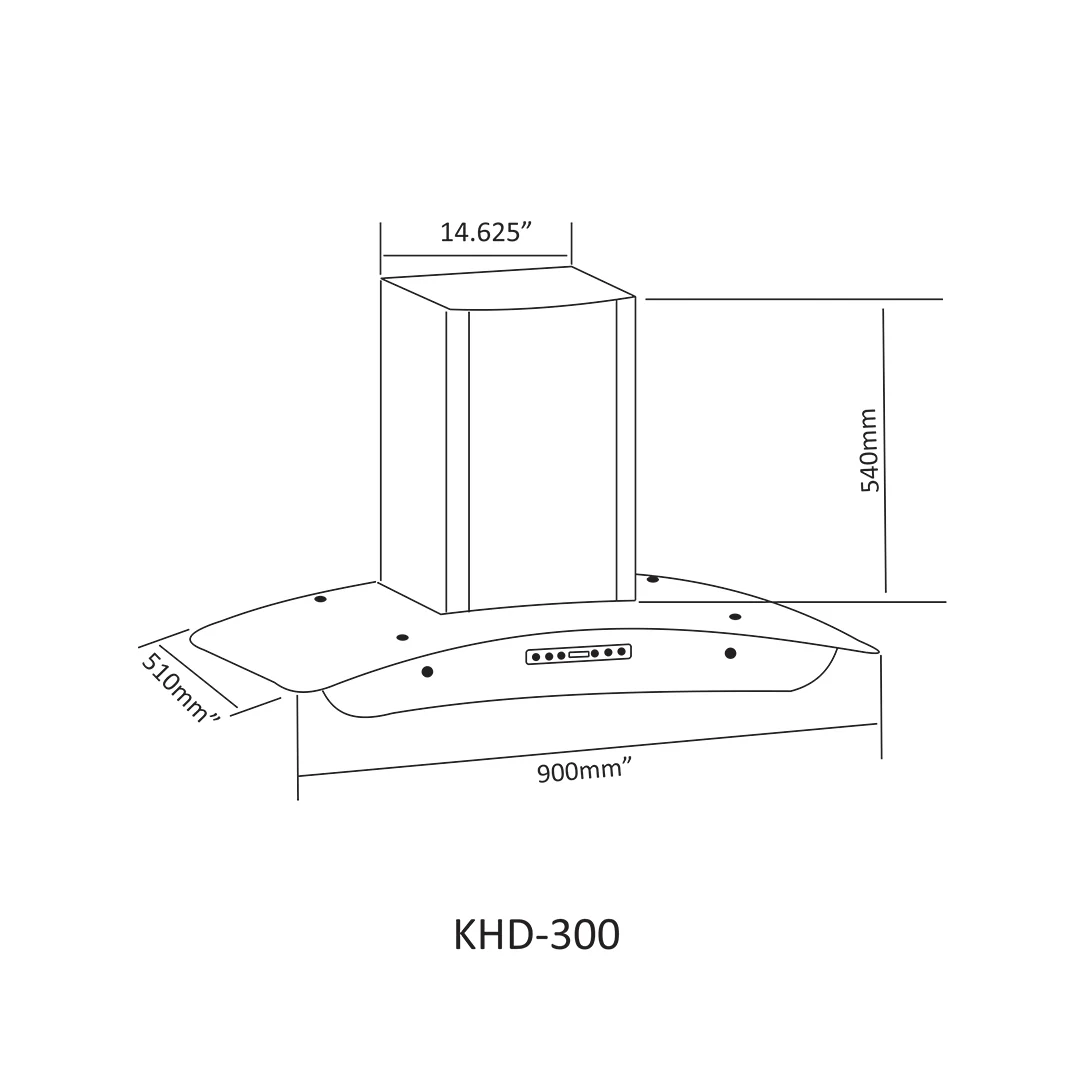 NasGas KHD-300 Smart Kitchen Hood, 90 cm, 1120 m³/h, Voice Control, 53 dB, Black - Image 5